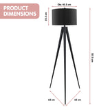 Sarantino Minimalist Modern Tripod Floor Lamp Black - Extra Image