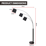 Sarantino 3-Light Arc Floor Lamp Adjustable Black 3 Shades - Extra Image