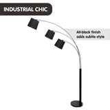 Sarantino 3-Light Arc Floor Lamp Adjustable Black 3 Shades - Extra Image