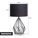 Sarantino Metal Wire Table Lamp in Black Finish With Black Drum Shade - Extra Image