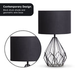 Sarantino Metal Wire Table Lamp in Black Finish With Black Drum Shade - Extra Image