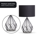Sarantino Metal Wire Table Lamp in Black Finish With Black Drum Shade - Extra Image