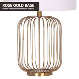 Sarantino Rose Gold Table Lamp with Linen Drum Shade - Extra Image