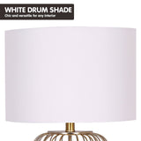 Sarantino Rose Gold Table Lamp with Linen Drum Shade - Extra Image