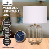 Sarantino Rose Gold Table Lamp with Linen Drum Shade - Extra Image