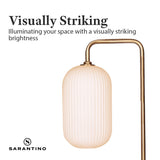 Sarantino Metal Floor Lamp With Opal Glass Shade - Extra Image