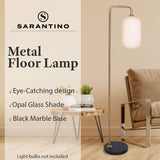 Sarantino Metal Floor Lamp With Opal Glass Shade - Extra Image