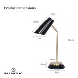 Sarantino Black-Brass Desk Task Table Lamp - 45-Degree Angle