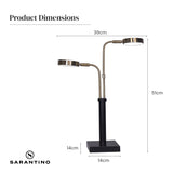 Sarantino LED Metal Table Lamp with 2 Lights Brushed Gold Black Finish - Extra Image