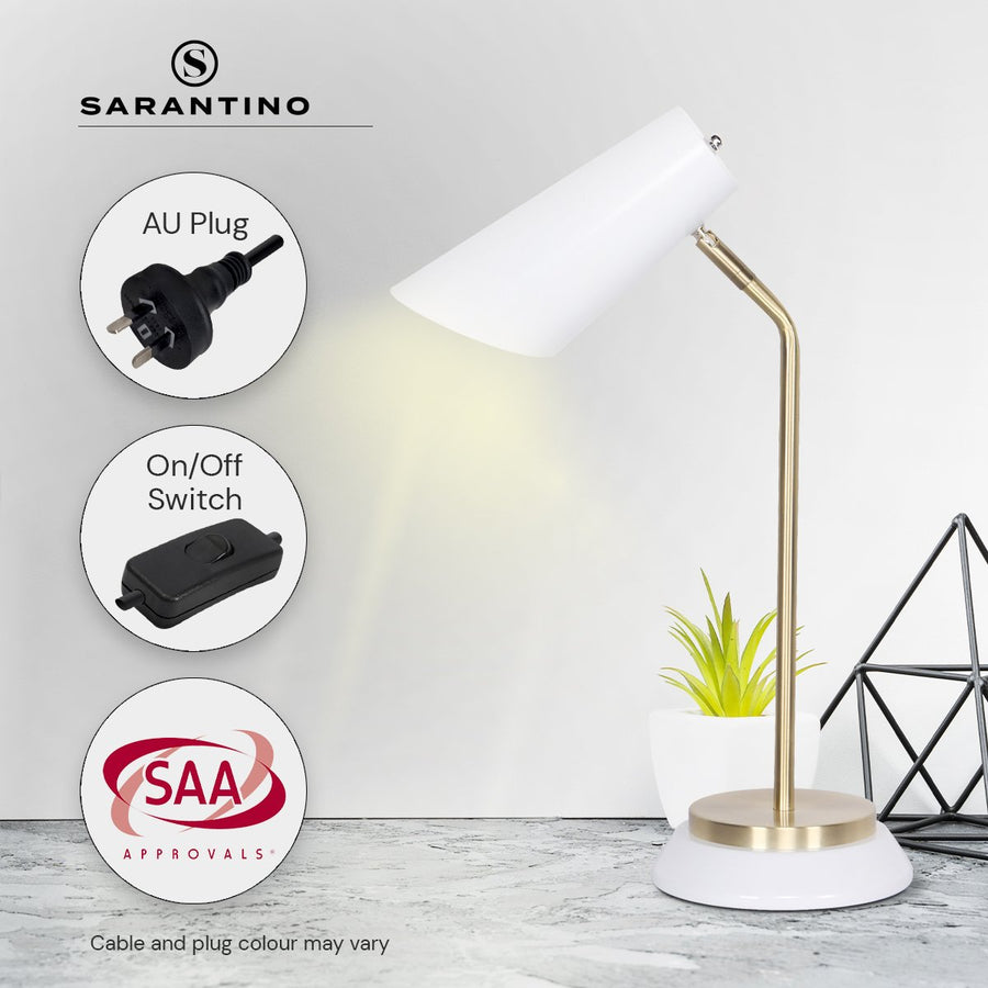 Sarantino White/Brass Task Table Lamp