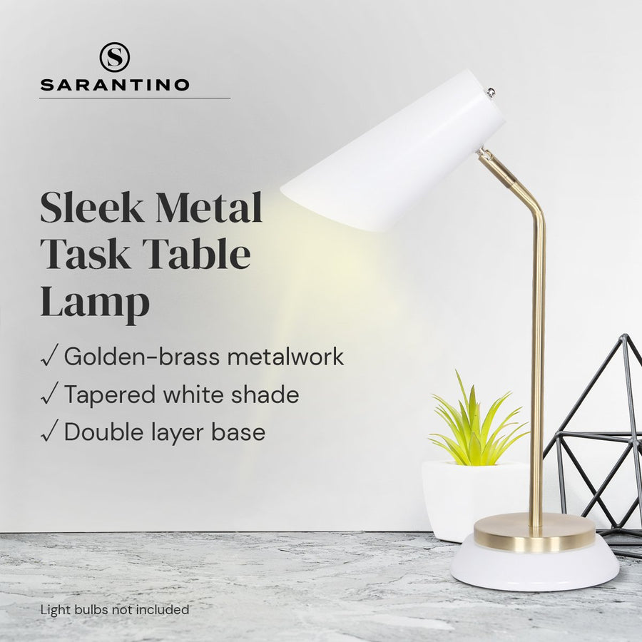 Sarantino White/Brass Task Table Lamp