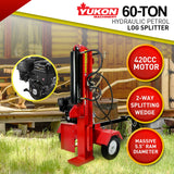 Yukon 60 Tonne Petrol Hydraulic Log Splitter 420cc Vertical and Horizontal