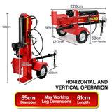 Yukon 60 Tonne Petrol Hydraulic Log Splitter 420cc Vertical and Horizontal - Front View