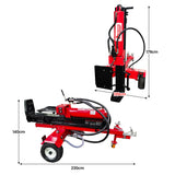 Yukon 75 Tonne Hydraulic Petrol 420cc Log Splitter Electric Key Start Vertical and Horizontal - Top-Down View