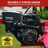 Yukon 75 Tonne Hydraulic Petrol 420cc Log Splitter Electric Key Start Vertical and Horizontal - Close-Up Angle