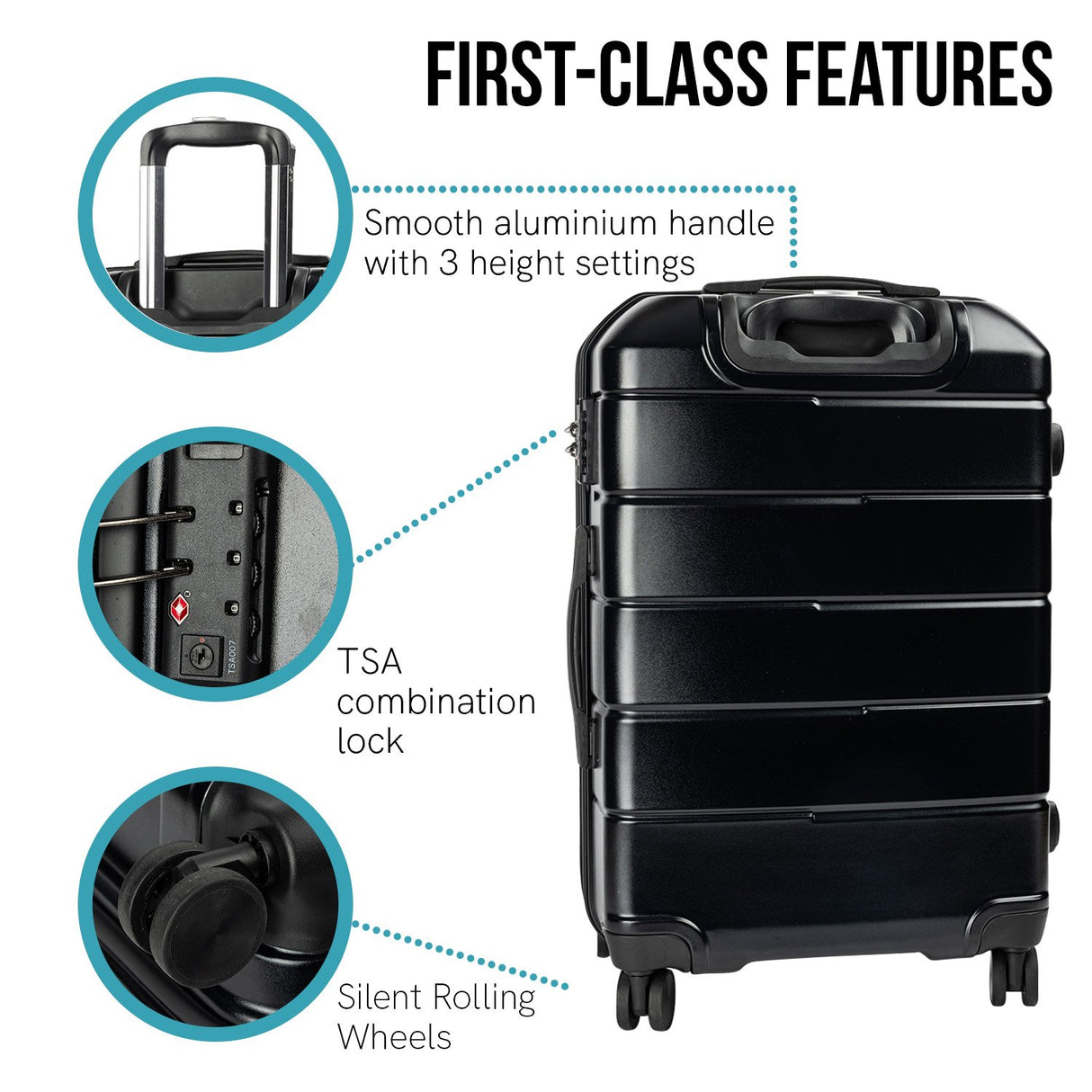 Olympus Artemis 24in Hard Shell Suitcase ABS+PC - Jet Black