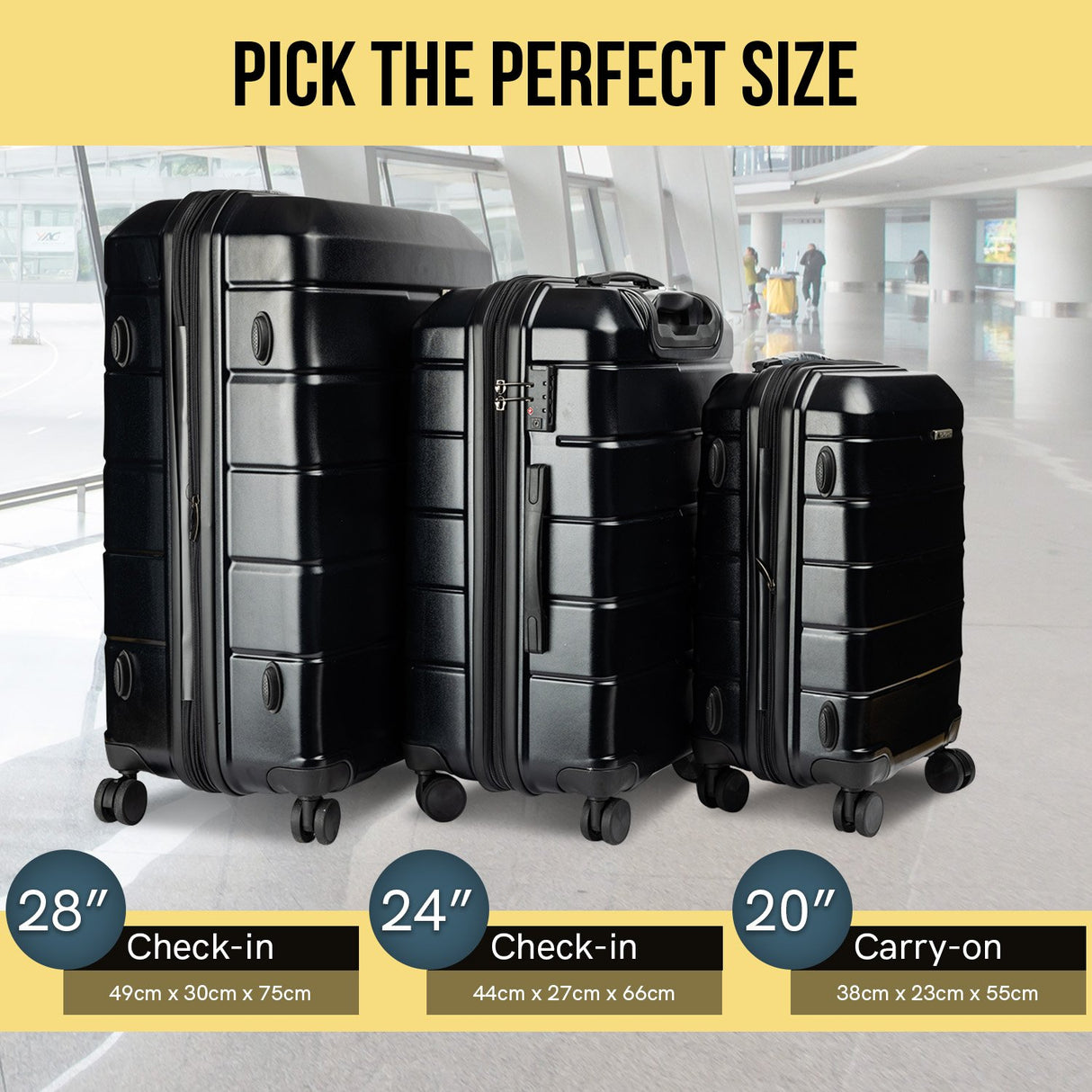 Olympus Artemis 24in Hard Shell Suitcase ABS+PC - Jet Black