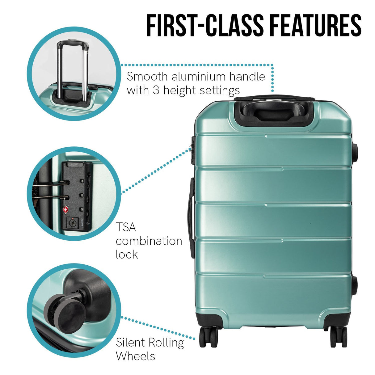 Olympus Artemis 24in Hard Shell Suitcase ABS+PC - Electric Teal