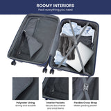 Olympus 3PC Eos Luggage Set Hard Shell Suitcase ABS+PC - Blue - Low Angle