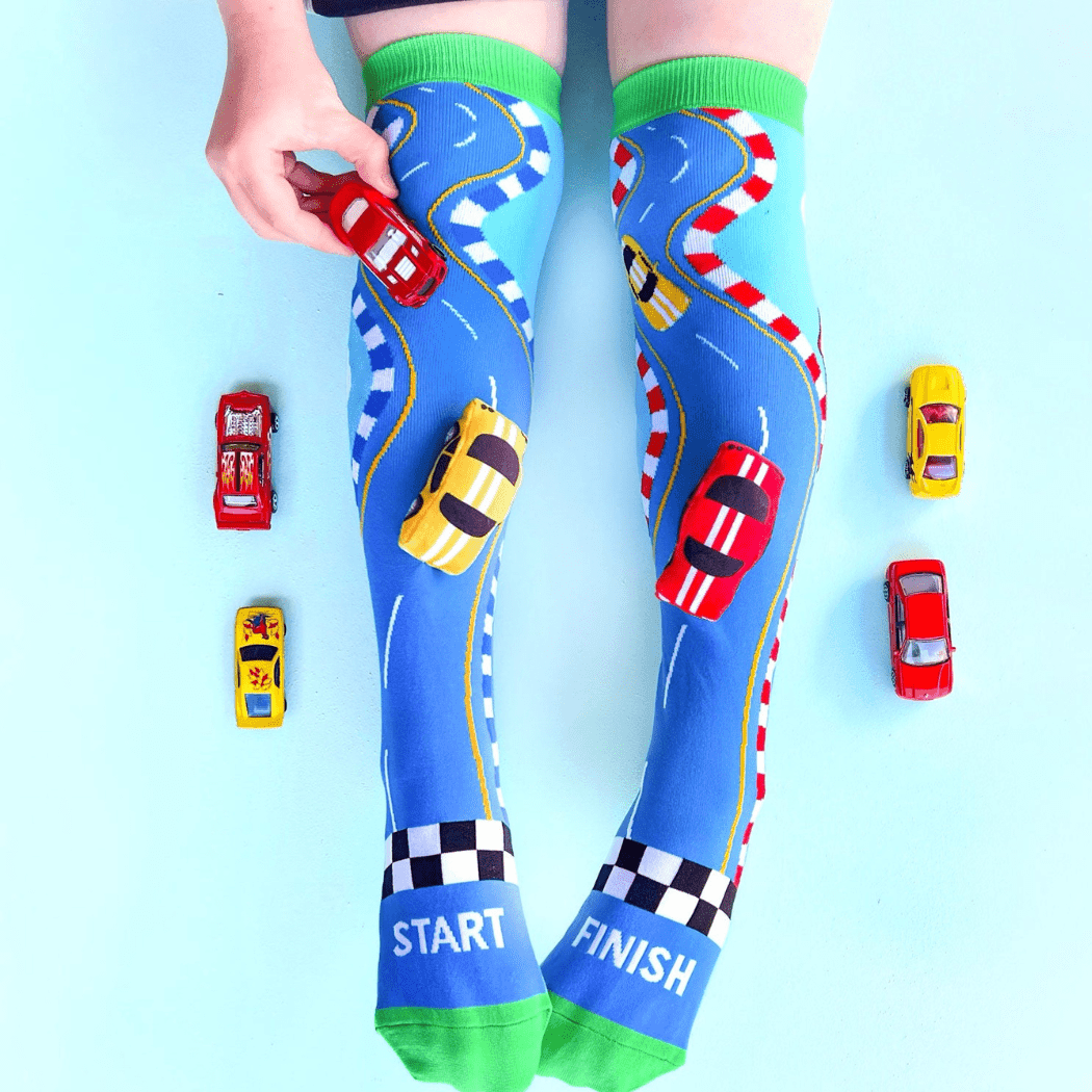 MADMIA Racing Cars Socks With Plush Cars Kids & Adults Age 6 - 99-2006733343613390852
