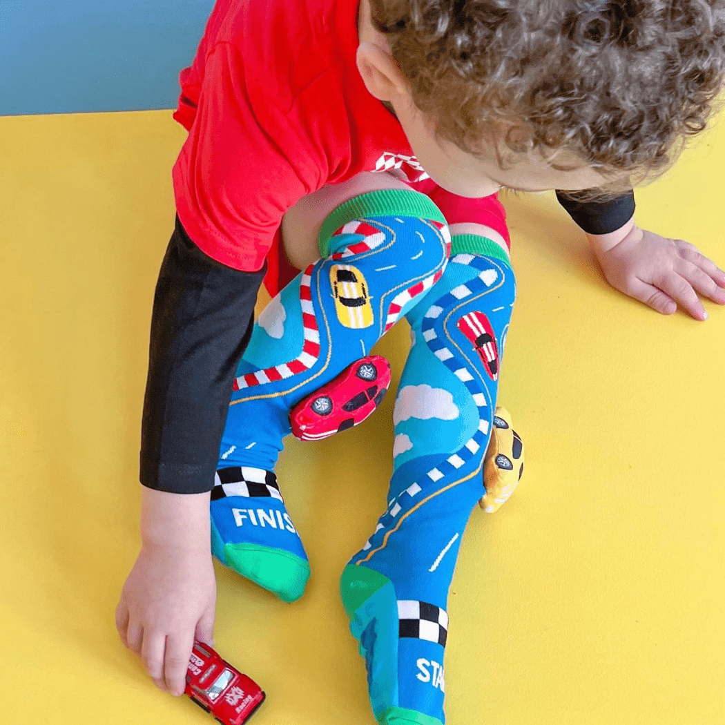 MADMIA Racing Cars Socks With Plush Cars Kids & Adults Age 6 - 99-2006733343613390855