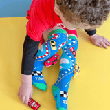 MADMIA Racing Cars Socks With Plush Cars Kids & Adults Age 6 - 99 - Close-Up Angle