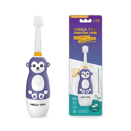 MEGA TEN 360-Degree Kids Electric Toothbrush with LED Light 1-4 Yrs Monkey-1954803151181844480