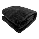 Laura Hill 600GSM Faux Mink Blanket Double-Sided Throw Queen Size - Black - Front View