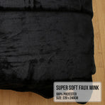 Laura Hill 600GSM Faux Mink Blanket Double-Sided Throw Queen Size - Black