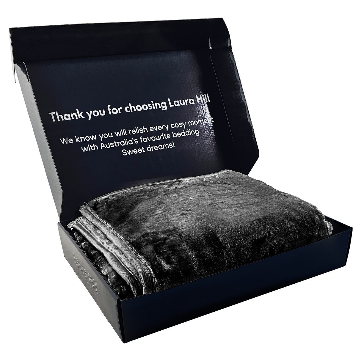 Laura Hill 600GSM Faux Mink Blanket Double-Sided Throw Queen Size - Black