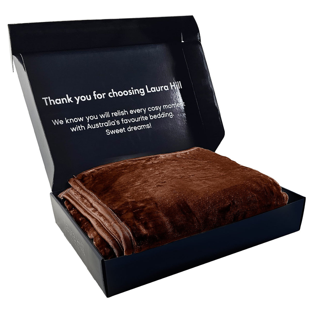 Laura Hill 600GSM Faux Mink Blanket Double-Sided Throw Queen Size - Chocolate