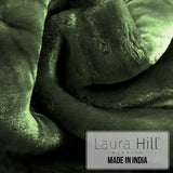 Laura Hill 600GSM Faux Mink Blanket Double-Sided Throw Queen Size - Green