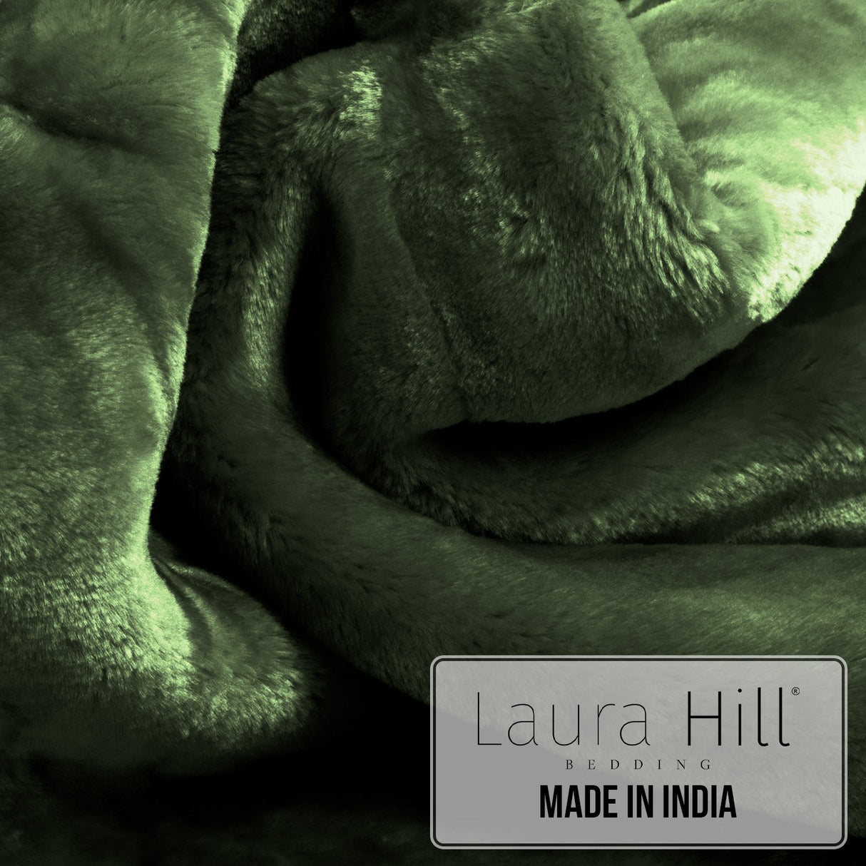 Laura Hill 600GSM Faux Mink Blanket Double-Sided Throw Queen Size - Green