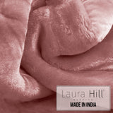 Laura Hill 600GSM Faux Mink Blanket Double-Sided Throw Queen Size - Pink