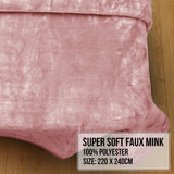 Laura Hill 600GSM Faux Mink Blanket Double-Sided Throw Queen Size - Pink