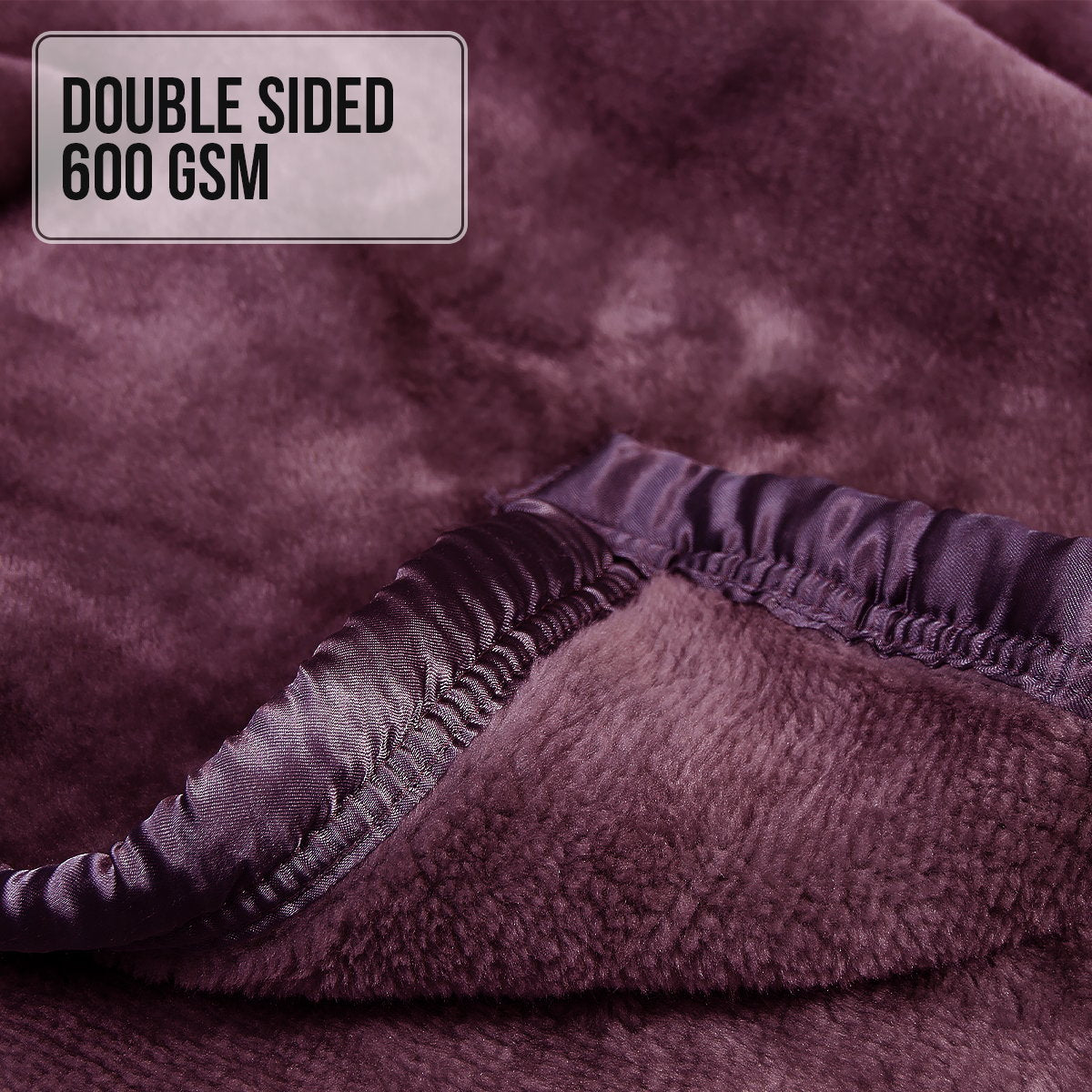 Laura Hill 600GSM Faux Mink Blanket Double-Sided Throw Queen Size - Purple
