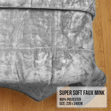 Laura Hill 600GSM Faux Mink Blanket Double-Sided Throw Queen Size - Silver