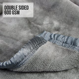 Laura Hill 600GSM Faux Mink Blanket Double-Sided Throw Queen Size - Silver