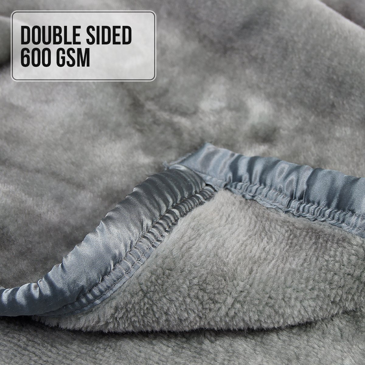 Laura Hill 600GSM Faux Mink Blanket Double-Sided Throw Queen Size - Silver