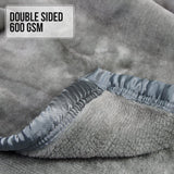 Laura Hill 600GSM Faux Mink Blanket Double-Sided Throw Queen Size - Silver - 45-Degree Angle