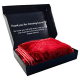 Laura Hill 600GSM Faux Mink Blanket Double-Sided Throw Queen Size - Wine Red