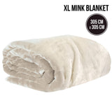 Laura Hill XL Double-Sided Oversized Faux Mink Blanket 305x305cm Beige - Side View