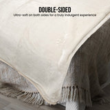Laura Hill XL Double-Sided Oversized Faux Mink Blanket 305x305cm Beige - Low Angle