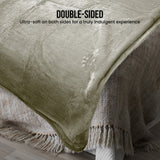 Laura Hill XL Double-Sided Oversized Faux Mink Blanket 305x305cm Olive - Low Angle