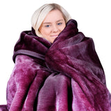 Laura Hill 600GSM Faux Mink Blanket Double-Sided Throw Queen Size - Purple