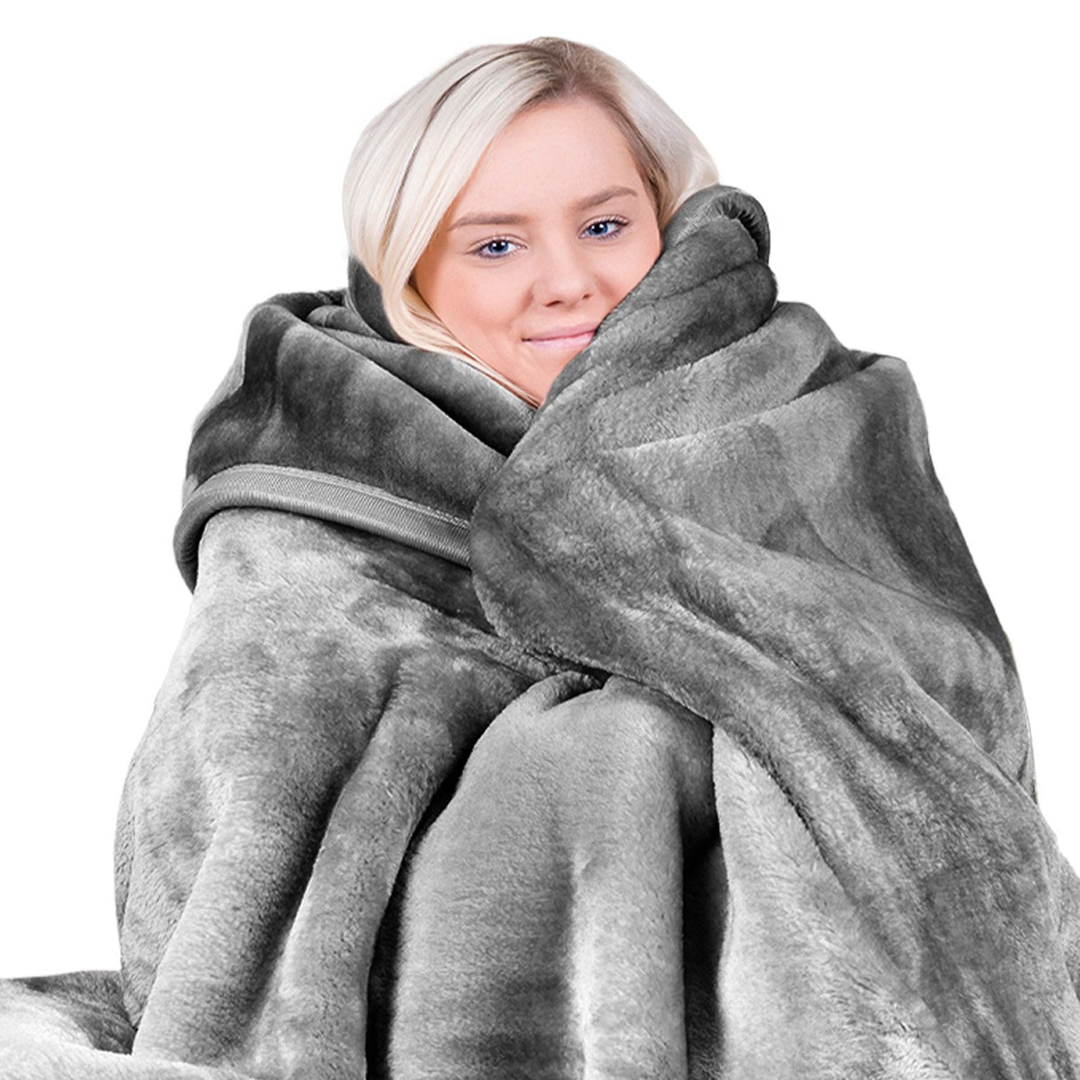 Laura Hill 600GSM Faux Mink Blanket Double-Sided Throw Queen Size - Silver