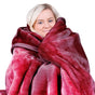 Laura Hill 600GSM Faux Mink Blanket Double-Sided Throw Queen Size - Wine Red