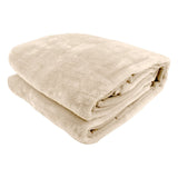 Laura Hill Faux Mink Blanket 800GSM Heavy Double-Sided - Beige - Front View
