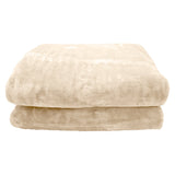 Laura Hill Faux Mink Blanket 800GSM Heavy Double-Sided - Beige - Side View