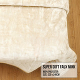 Laura Hill Faux Mink Blanket 800GSM Heavy Double-Sided - Beige - Rear View